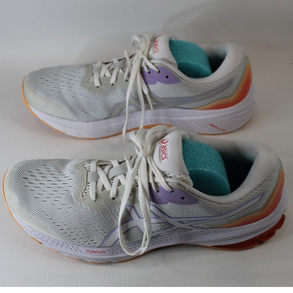 ASICS GT-1000 Women's Running Shoes White Purple Orange Size 11 No Insoles